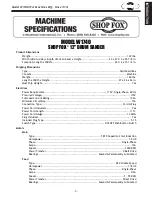 Preview for 5 page of Shop fox SHOP FOX W1740 Owner'S Manual