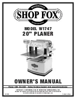 Предварительный просмотр 1 страницы Shop fox SHOP FOX W1747 Owner'S Manual