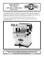 Shop fox SHOP FOX W1754 Manual Insert preview