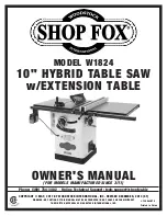 Shop fox SHOP FOX W1824 Owner'S Manual предпросмотр