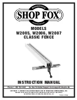 Предварительный просмотр 1 страницы Shop fox SHOP FOX W2006 Instruction Manual