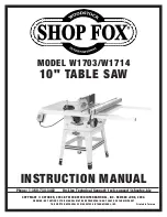 Preview for 1 page of Shop fox W1703 Instruction Manual