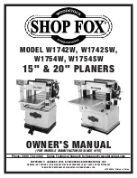 Предварительный просмотр 1 страницы Shop fox W1742SW Owner'S Manual