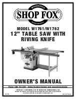 Shop fox W1761 Owner'S Manual preview