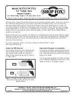 Preview for 2 page of Shop fox W1761 Owner'S Manual