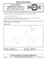 Shop fox W1838 Owner'S Manual preview