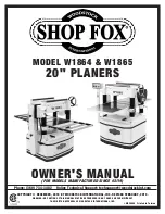 Shop fox W1864 Owner'S Manual preview