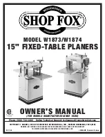 Preview for 1 page of Shop fox W1873 Owner'S Manual