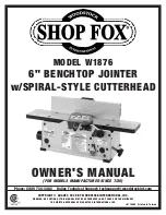 Shop fox W1876 Owner'S Manual предпросмотр