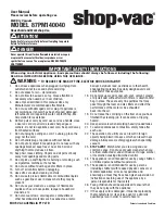 Preview for 1 page of Shop-Vac 87PM140040 User Manual