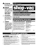 Предварительный просмотр 1 страницы Shop-Vac 92M Ultra Series User Manual