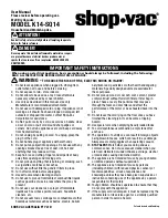 Preview for 1 page of Shop-Vac K14-SQ14 User Manual