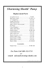 Preview for 11 page of Shortening Shuttle S-914-W Assembly, Operation And Care Manual