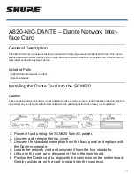 Предварительный просмотр 1 страницы Shure A820-NIC-DANTE Manual