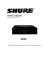 Предварительный просмотр 1 страницы Shure AVC20 Owner'S Manual