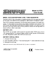 Preview for 1 page of Shure Microphone Level Tone Generator A15TG User Manual