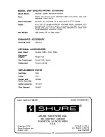 Предварительный просмотр 8 страницы Shure PE548V Unidyne IV User Manual