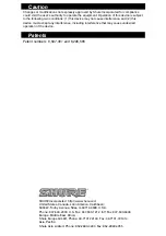 Preview for 12 page of Shure Performance Gear Manual