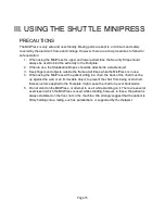 Preview for 15 page of Shuttle MiniPress Owner'S Manual