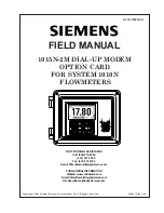 Siemens 1015N-2M Field Manual preview