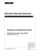 Preview for 1 page of Siemens 73 82 851 Hardware Installation Manual