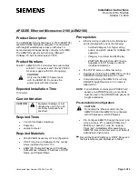 Preview for 1 page of Siemens APOGEE Ethernet Microserver 2100 Installation Instructions