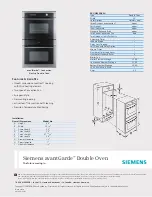 Preview for 1 page of Siemens avantGarde SKU HB30D50U Features And Benefits