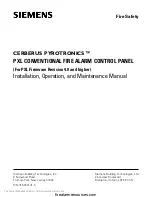 Siemens CERBERUS PYROTRONICS PXL Installation, Operation And Maintenance Manual preview