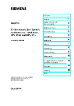 Preview for 1 page of Siemens CPU 312 Hardware And Installation Manual