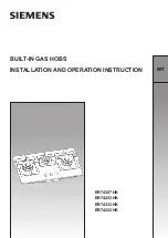 Preview for 1 page of Siemens ER74232HK Installation And Operation Instruction Manual