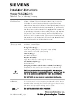 Siemens FDBZ492-PR Installation Instructions Manual preview