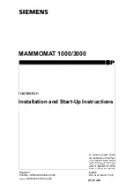 Siemens MAMMOMAT 3000 Installation And Start-Up Instructions Manual предпросмотр