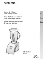 Preview for 1 page of Siemens MB 11000 UC Use And Care Manual