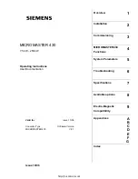 Предварительный просмотр 4 страницы Siemens MICROMASTER 430 Operating Instructions Manual