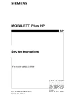 Preview for 1 page of Siemens MOBILETT Plus HP Service Instructions Manual