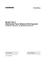 Preview for 1 page of Siemens PAD-3 Installation, Operation And Maintenance Manual
