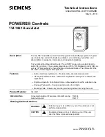 Preview for 1 page of Siemens POWERS 134-1861 Technical Instructions