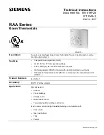 Siemens RAA Series Technical Instructions preview