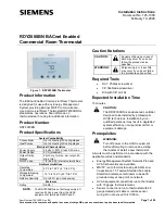 Siemens RDY2000BN Installation Instructions Manual preview