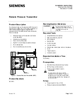 Preview for 1 page of Siemens RPT Installation Instructions