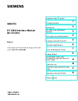 Siemens SIMATIC IM 151/CPU Manual preview