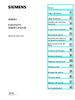 Предварительный просмотр 1 страницы Siemens SIMATIC IPC347G Operating Instructions Manual