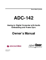 SIERRA VIDEO SYSTEMS ADC-142 Owner'S Manual preview