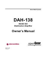 SIERRA VIDEO SYSTEMS DAH-138 Owner'S Manual preview