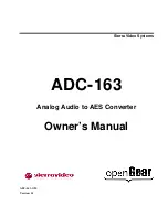 SIERRA VIDEO SYSTEMS openGear ADC-163 Owner'S Manual preview