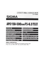 Sigma APO 150-500mm F5-6.3 Instructions Manual preview