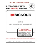 Preview for 1 page of Signode BXT 10 Operation, Parts And Safety Manual