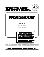 Signode VT-16 Operation, Parts And Safety Manual предпросмотр