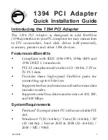 Preview for 1 page of SIIG 1394 PCI Adapter Quick Installation Manual