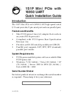 SIIG 1S1P Mini PCIe Quick Installation Manual preview